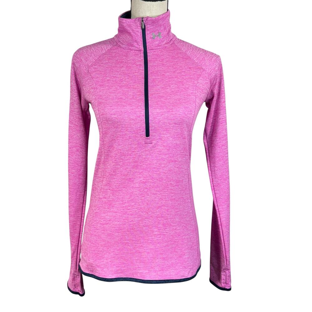 Under Armour X-Small Threadborne Fitted 1/2 Zip Pullover Top HeatGear Zip Pocket